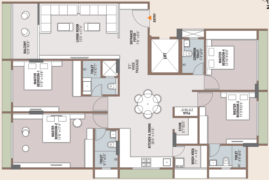 4 BHK Flat in Titan The Residency in Ambawadi, Ahmedabad - Image 906080