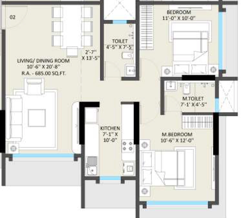 2 BHK Flat in DB Omnetra Malad Vrindavan in Malad West, Mumbai - Image 906085