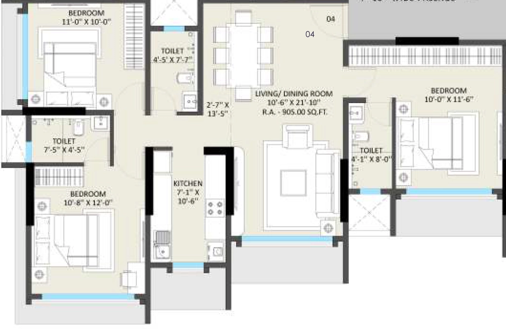 3 BHK Flat in DB Omnetra Malad Vrindavan in Malad West, Mumbai - Image 906086