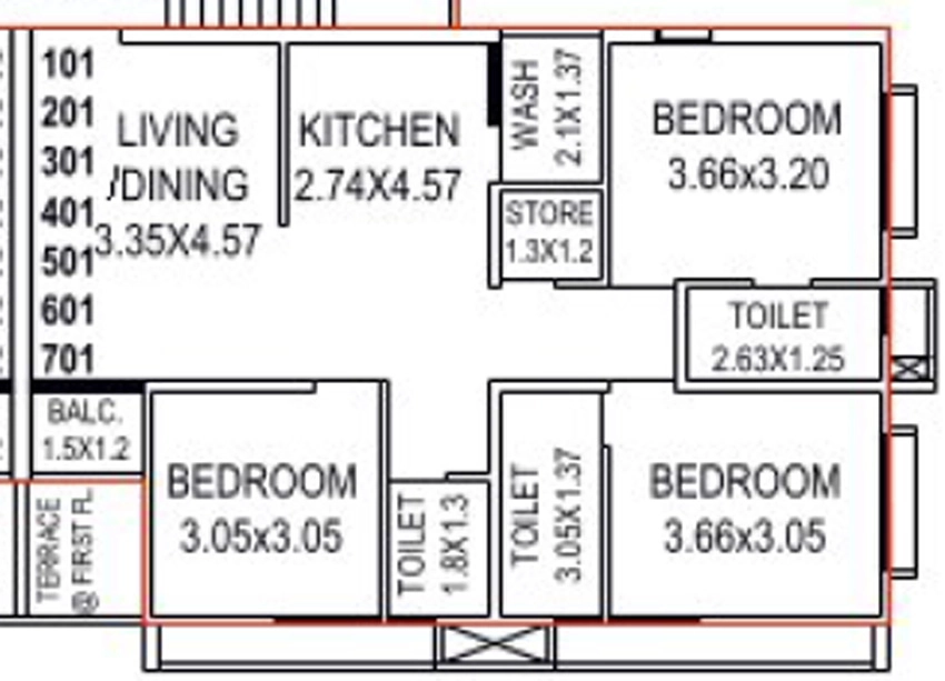 3 BHK Flat in Karma Aarna Elevate in Kalali, Vadodara - Image 906083