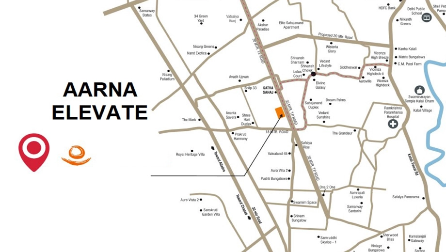 Location of Karma Aarna Elevate in Kalali, Vadodara - Image 375605