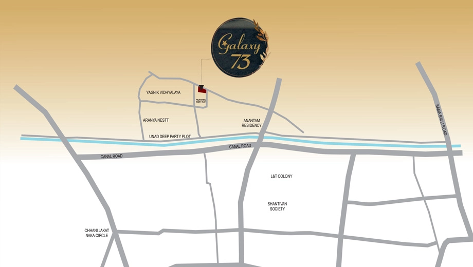 Location of Saroliya Galaxy 73 in Chhani, Vadodara - Image 375649