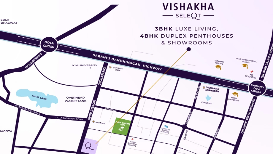 Location of Vishakha SeleQt in Gota, Ahmedabad - Image 375719