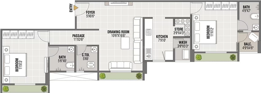 2 BHK Flat in Aayat Avenue in Sarkhej, Ahmedabad - Image 906121