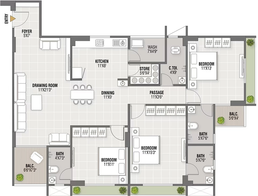 3 BHK Flat in Aayat Avenue in Sarkhej, Ahmedabad - Image 906124