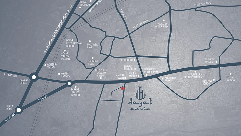 Location of Aayat Avenue in Sarkhej, Ahmedabad - Image 375746