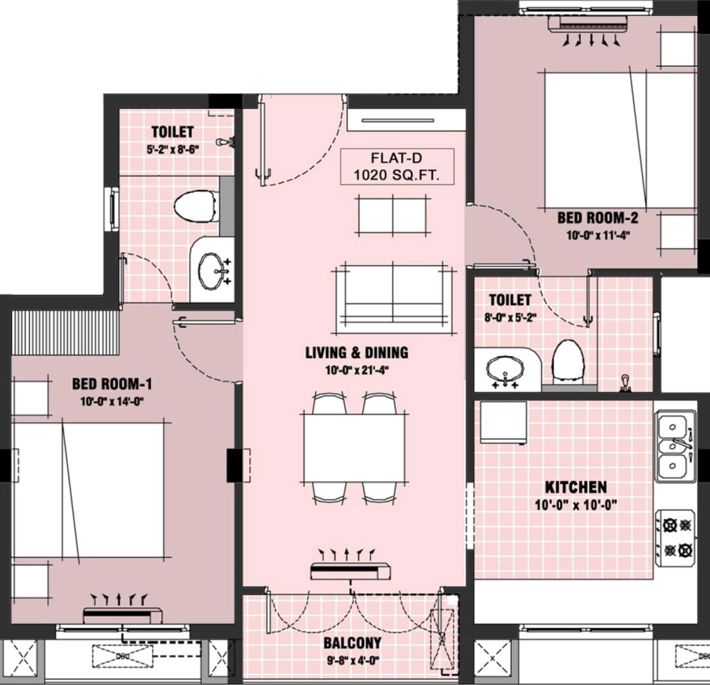 2 BHK Flat in Etica Kalathmika in Thiruvanmiyur, Chennai - Image 906136
