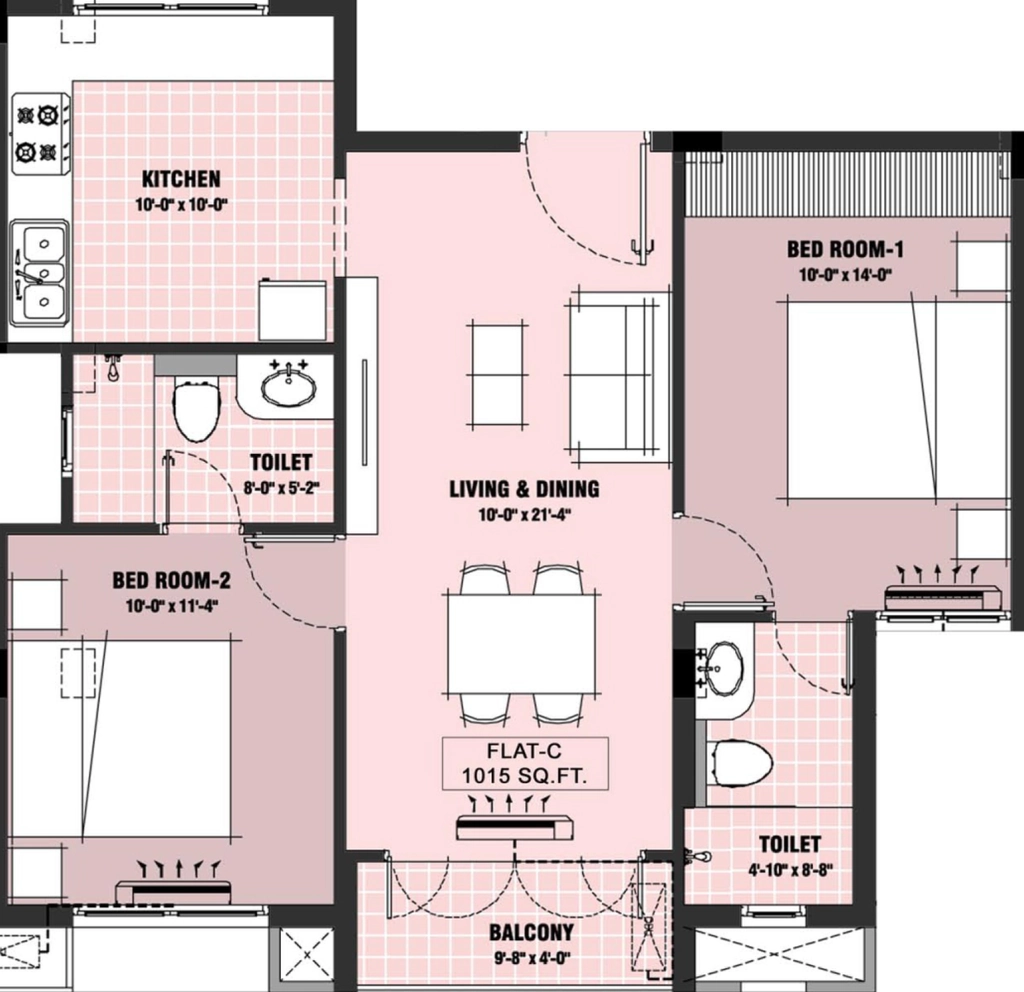 2 BHK Flat in Etica Kalathmika in Thiruvanmiyur, Chennai - Image 906134