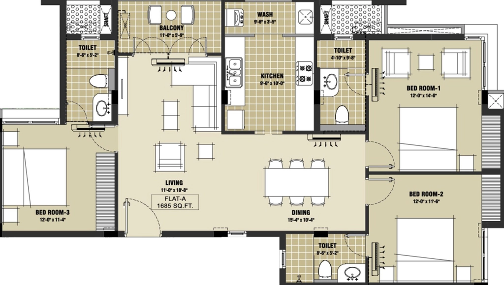 3 BHK Flat in Etica Kalathmika in Thiruvanmiyur, Chennai - Image 906138