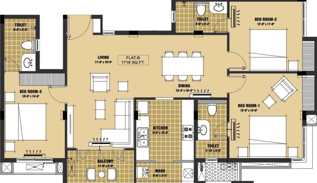 3 BHK Flat in Etica Kalathmika in Thiruvanmiyur, Chennai - Image 906139