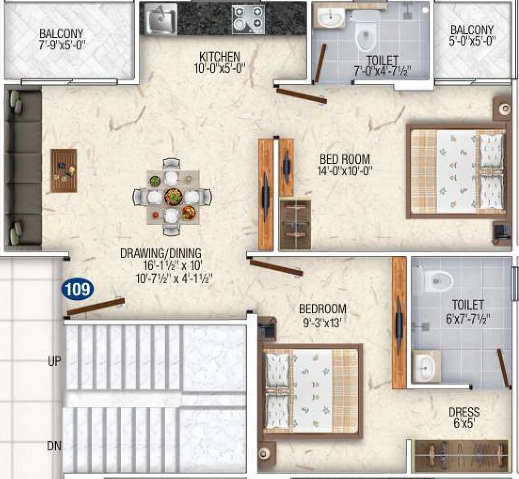 2 BHK Flat in SGD Embassy in Jaisinghpura, Jaipur - Image 906161
