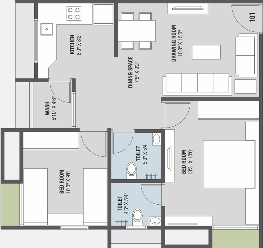 2 BHK Flat in Ananta Mahalaxmi Dream Home in South Bopal, Ahmedabad - Image 906169