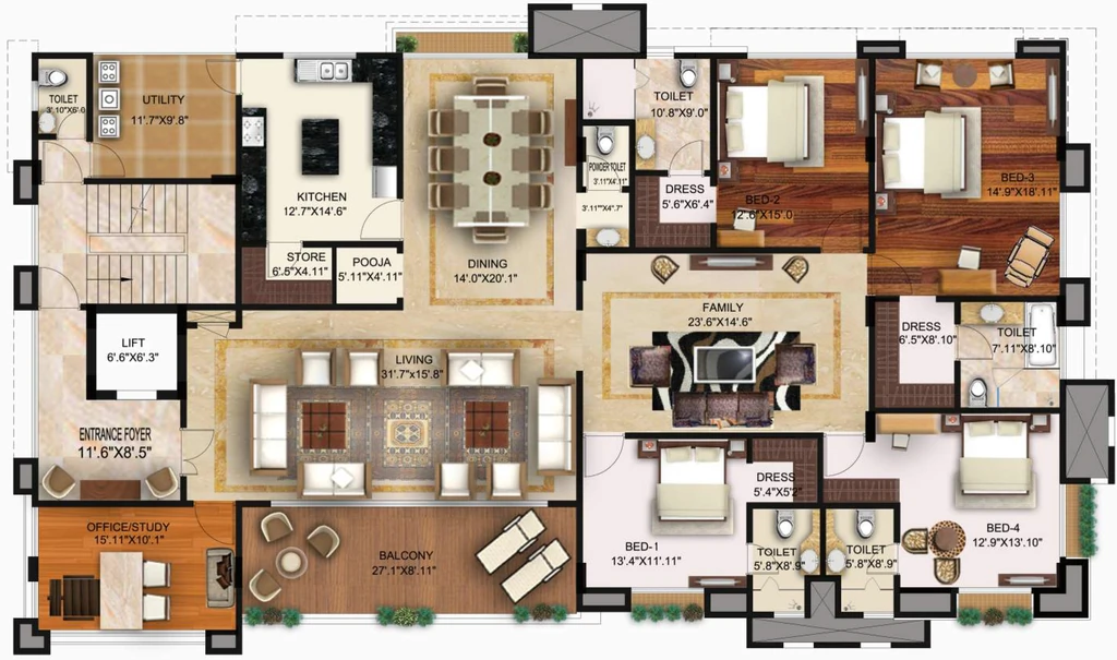 4 BHK Flat in UNM Aurum in Jubilee Hills, Hyderabad - Image 906180