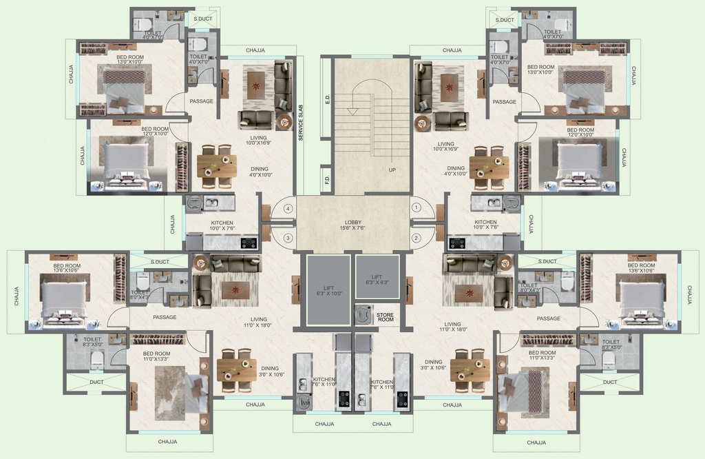 Floor Plan of Rashi Tower in Goregaon East, Mumbai - Image 378042