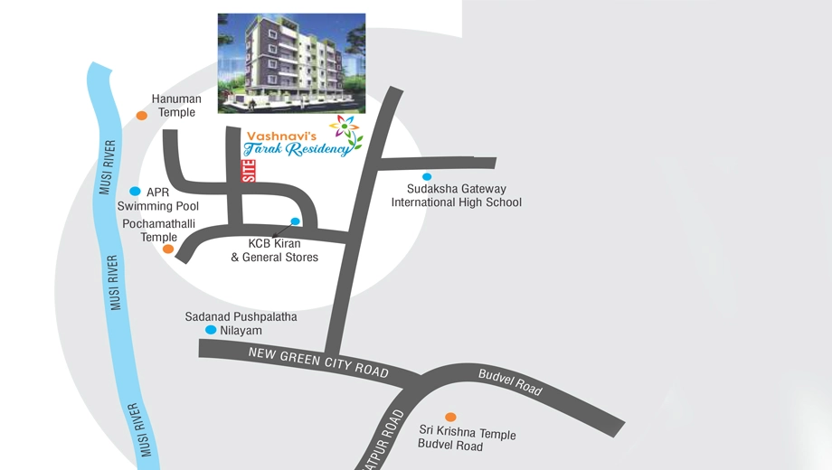 Location of Vaishnavi Tarak Residency in Rajendra Nagar, Hyderabad - Image 375891