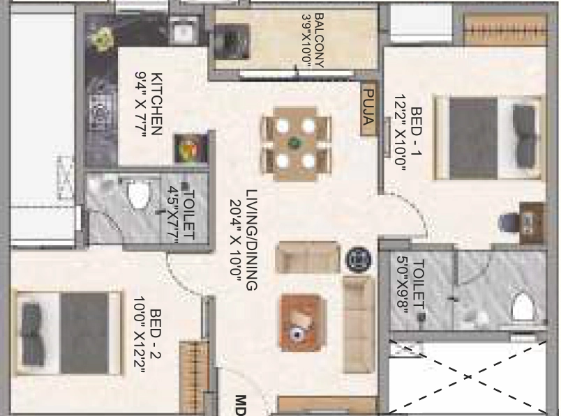 2 BHK Flat in DAC Thulir in GN Mills, Coimbatore - Image 906199