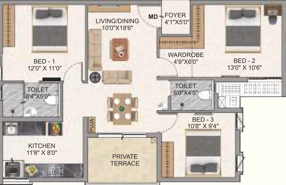 3 BHK Flat in DAC Thulir in GN Mills, Coimbatore - Image 906201