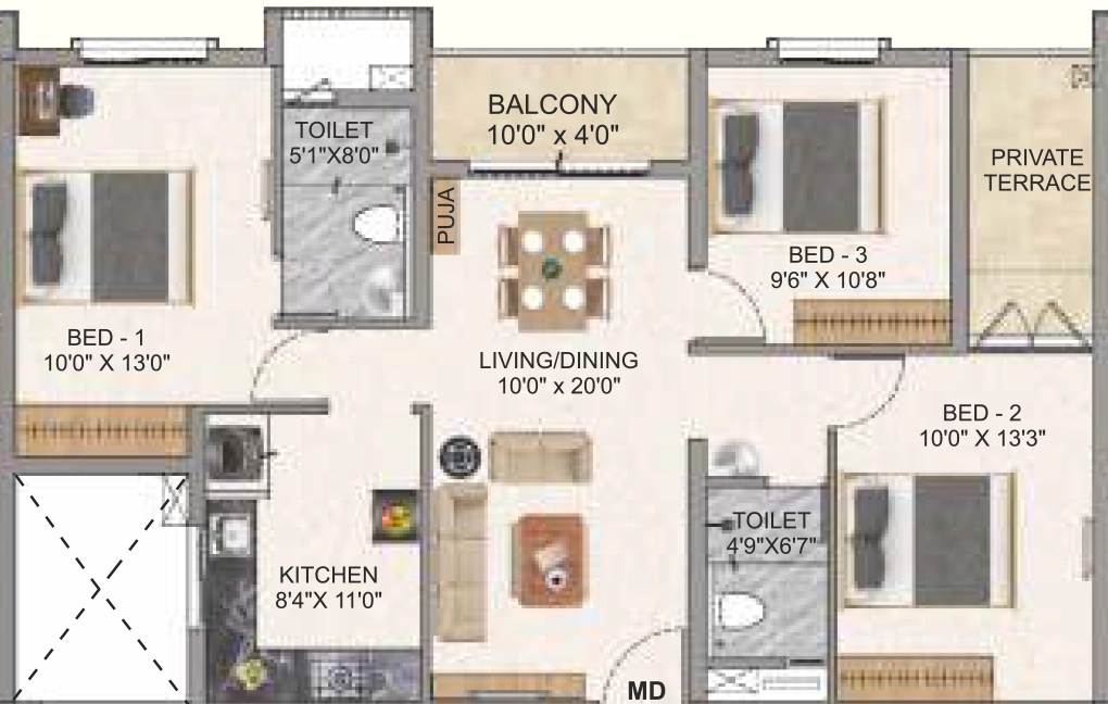 3 BHK Flat in DAC Thulir in GN Mills, Coimbatore - Image 906202