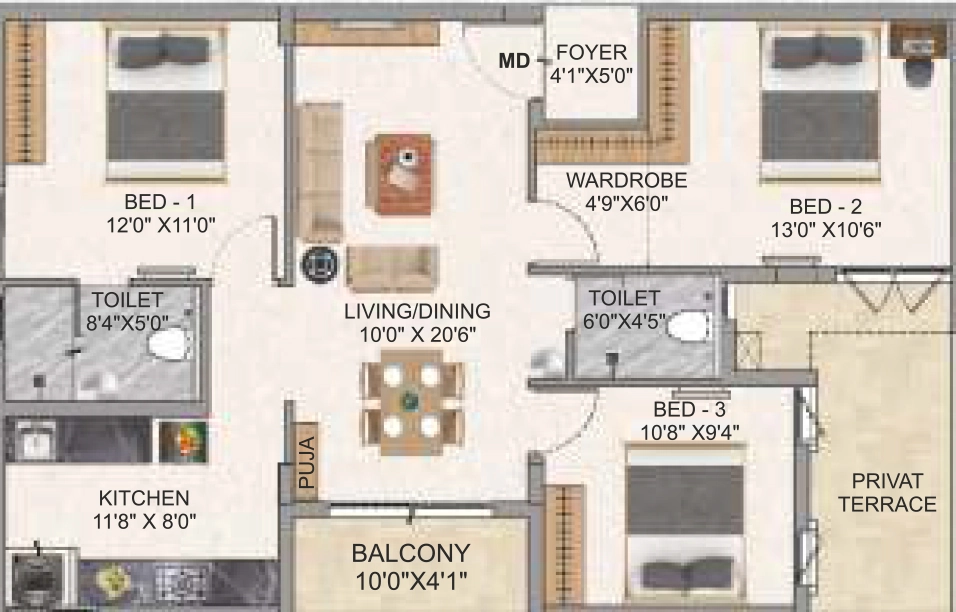 3 BHK Flat in DAC Thulir in GN Mills, Coimbatore - Image 906203