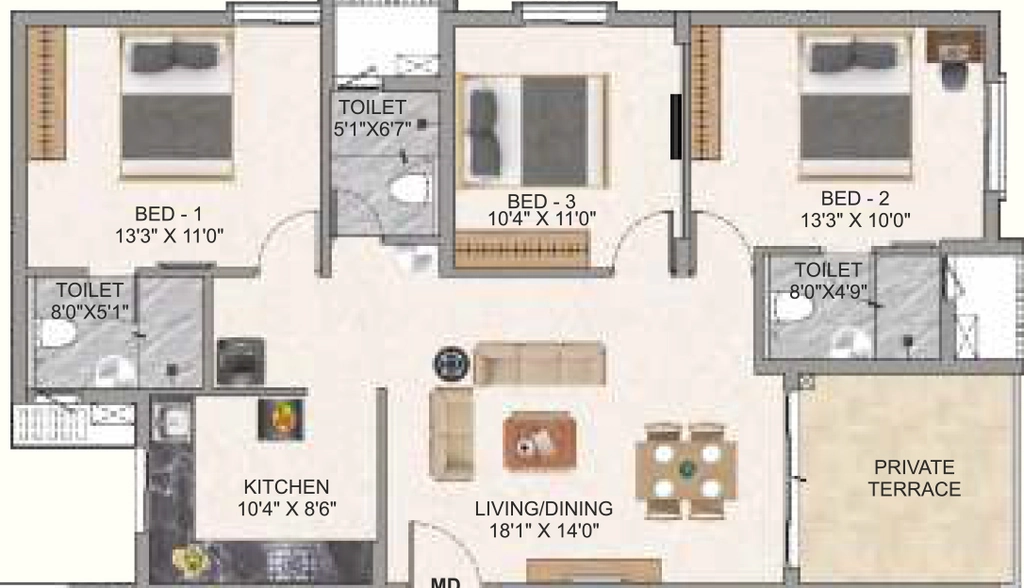 3 BHK Flat in DAC Thulir in GN Mills, Coimbatore - Image 906204