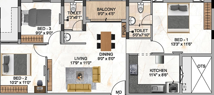 3 BHK Flat in DAC Napa Valley in Sithalapakkam, Chennai - Image 906218