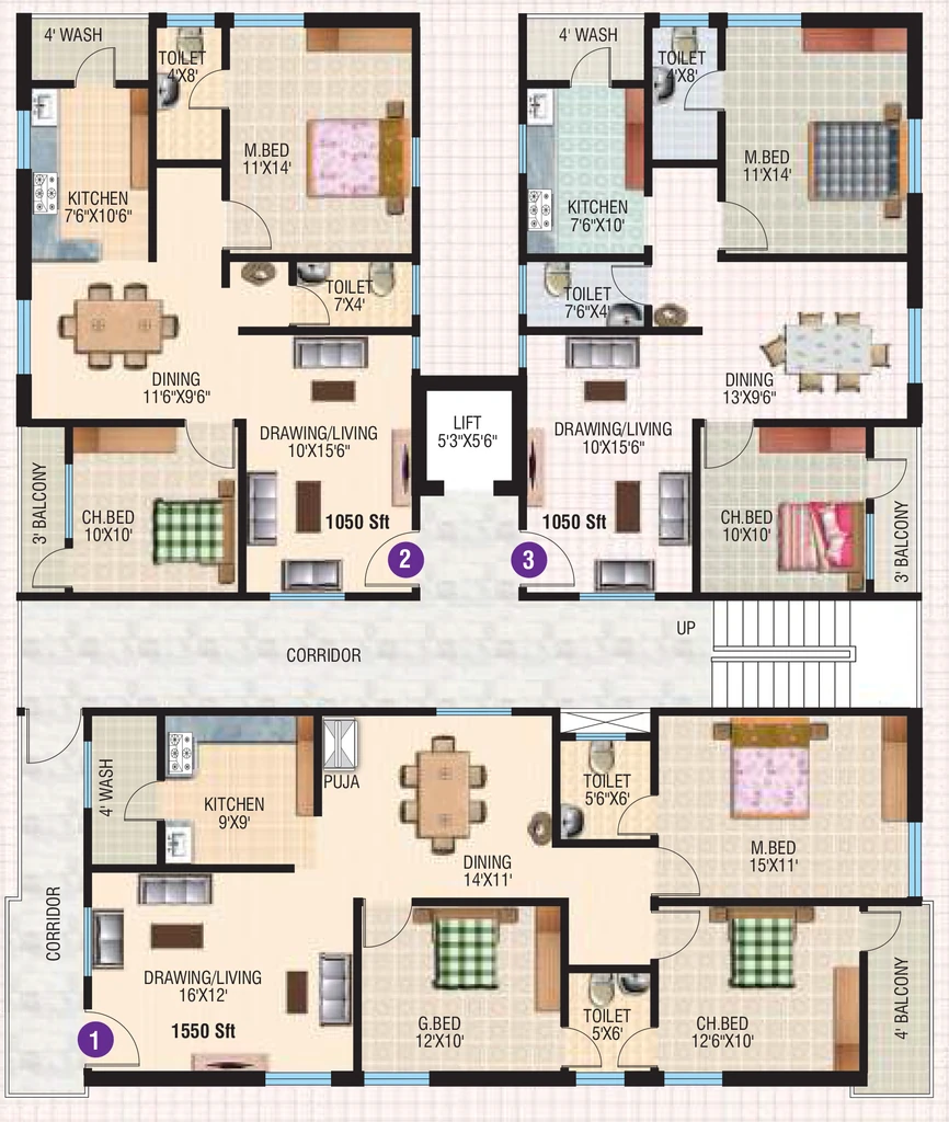 Floor Plan of Sri Vinayaka Ballas Splendour Park in Ameerpet, Hyderabad - Image 375983