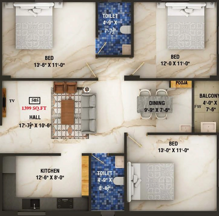 3 BHK Flat in Ayyan Devesh in Medavakkam, Chennai - Image 906231