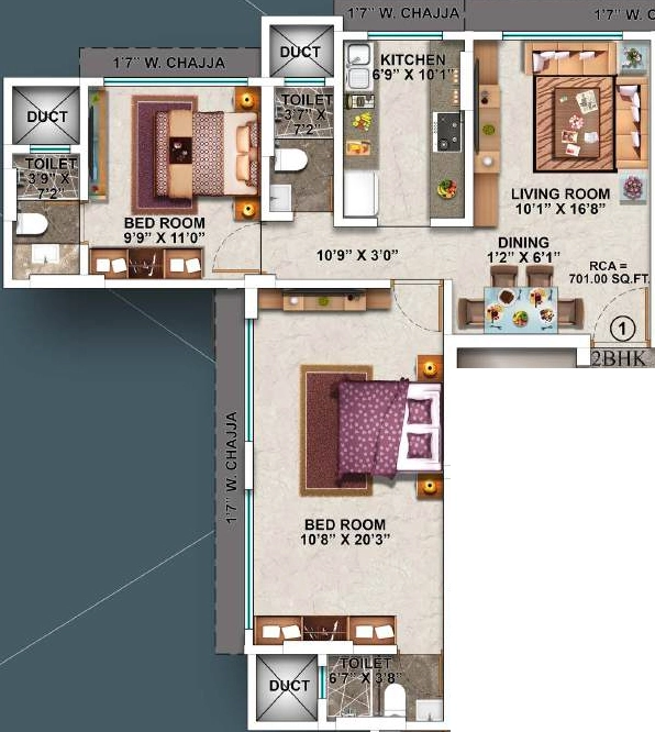 2 BHK Flat in Aakar Padma Rekha CHSL in Goregaon East, Mumbai - Image 907153