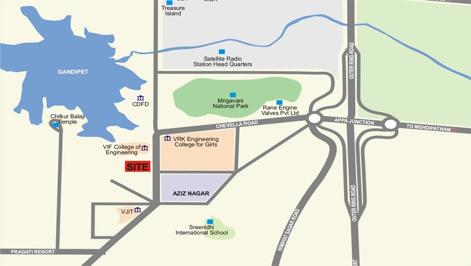 Location of Zonah Pristine Homes in Aziznagar, Hyderabad - Image 376014