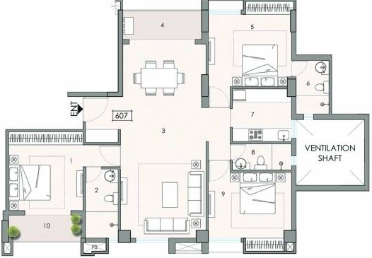 3 BHK Flat in Shrachi Tiara Residency in Belgachia, Kolkata - Image 906244