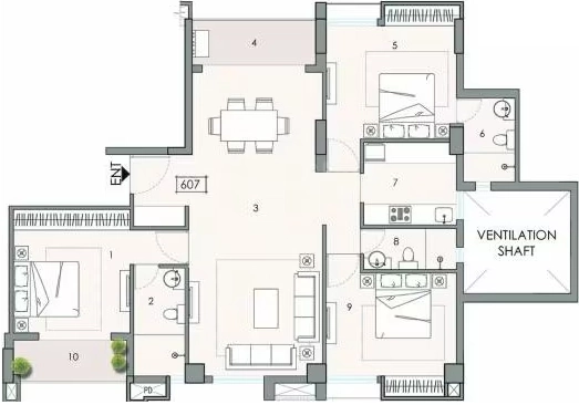 3 BHK Flat in Shrachi Tiara Residency in Belgachia, Kolkata - Image 906245