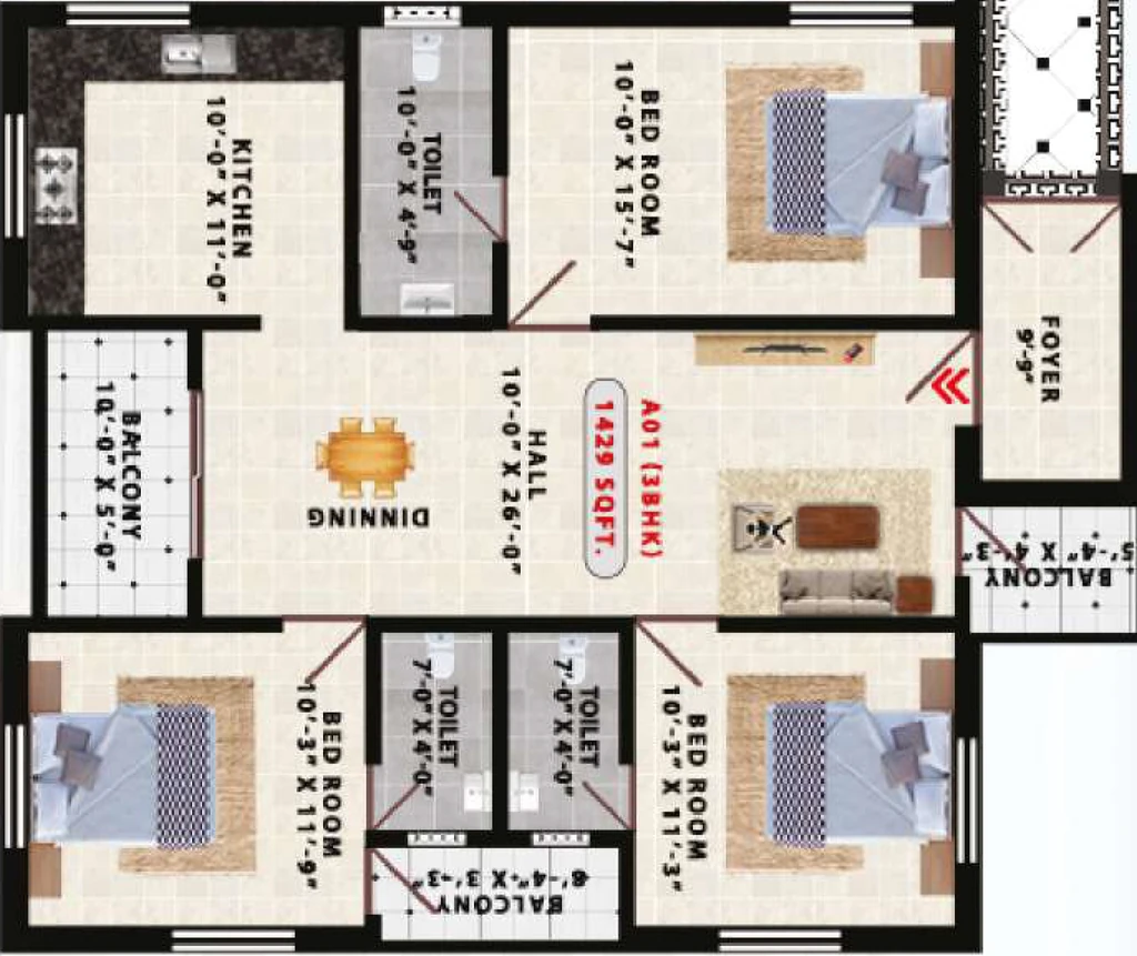 3 BHK Flat in Avittam Nayanmar in Tambaram, Chennai - Image 906263