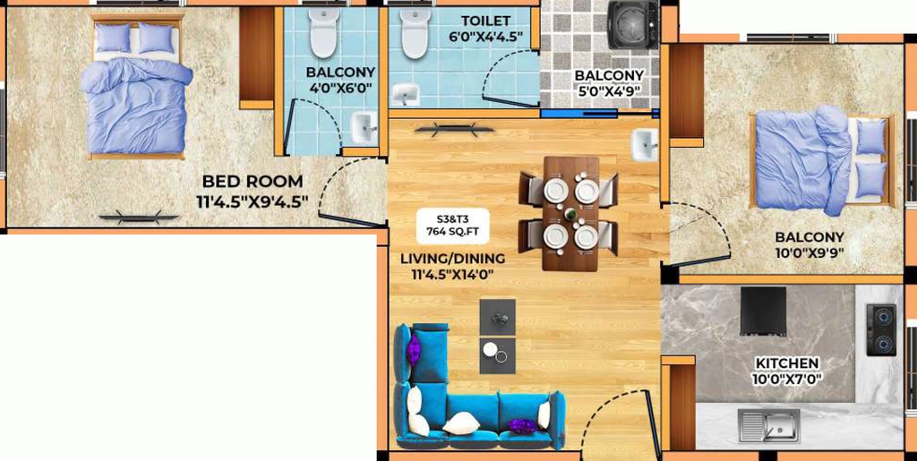 2 BHK Flat in BC Wonder in Kundrathur, Chennai - Image 906270