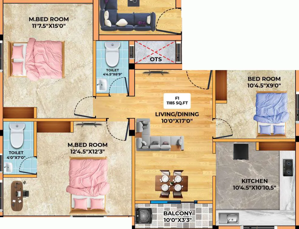 3 BHK Flat in BC Wonder in Kundrathur, Chennai - Image 906272