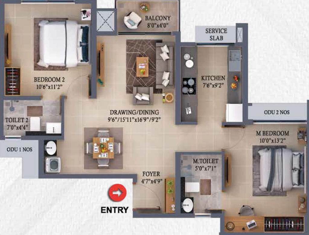 2 BHK Flat in RLD Altima in Kelambakkam, Chennai - Image 906292