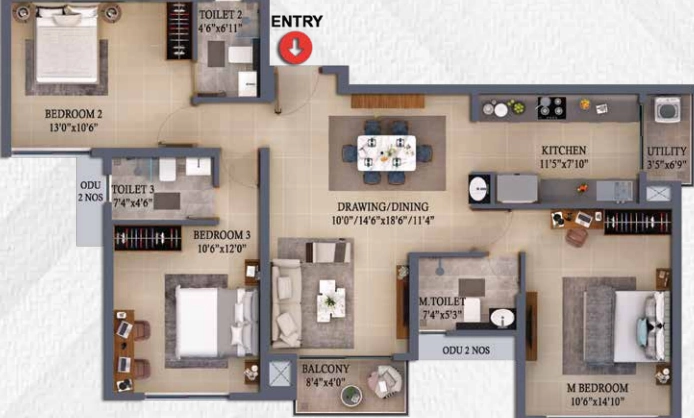 3 BHK Flat in RLD Altima in Kelambakkam, Chennai - Image 906295