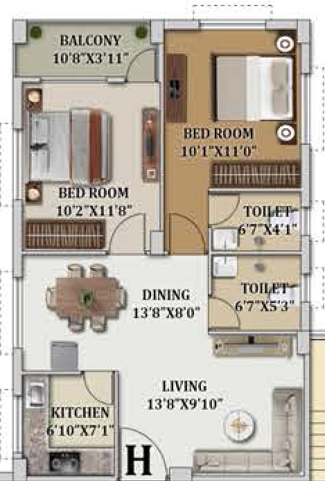 2 BHK Flat in GM Meena Prime in Birati, Kolkata - Image 906298