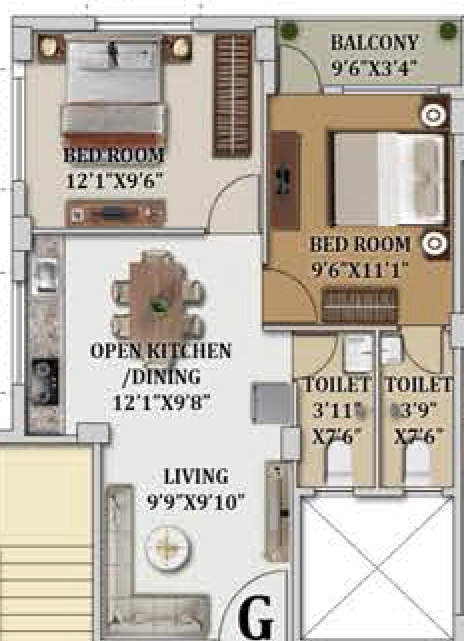 2 BHK Flat in GM Meena Prime in Birati, Kolkata - Image 906297