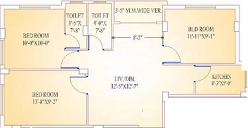 3 BHK Flat in Goldwin Ganpati Savera in Dum Dum, Kolkata - Image 906319