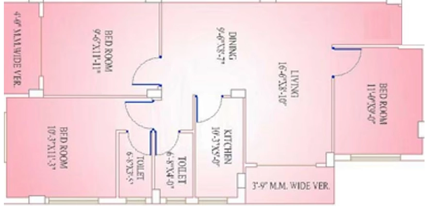 3 BHK Flat in Goldwin Ganpati Savera in Dum Dum, Kolkata - Image 906320