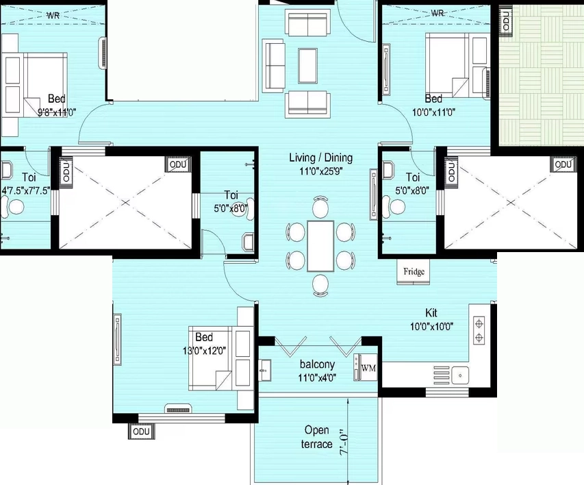 3 BHK Flat in Shirdi Whitefield Mudra Phase B in Medavakkam, Chennai - Image 906334