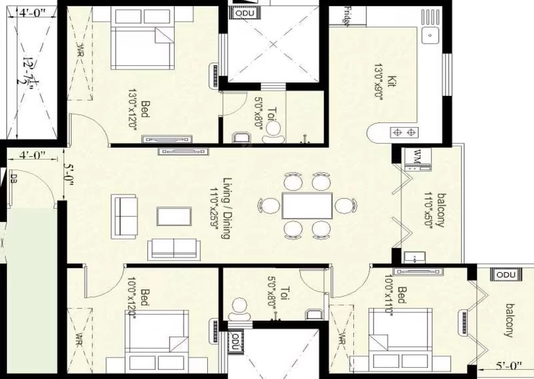 3 BHK Flat in Shirdi Whitefield Mudra Phase B in Medavakkam, Chennai - Image 906332