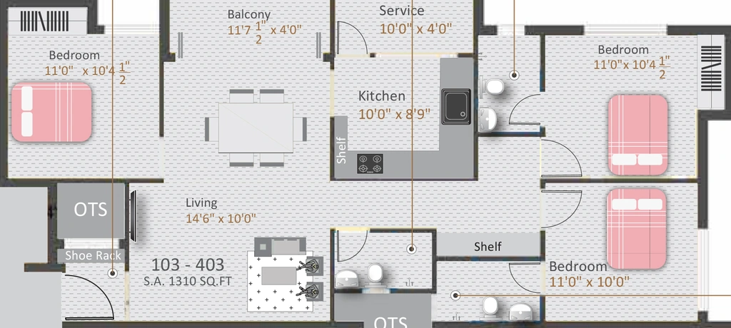 3 BHK Flat in Kamalam Pleasanta in Porur, Chennai - Image 906358
