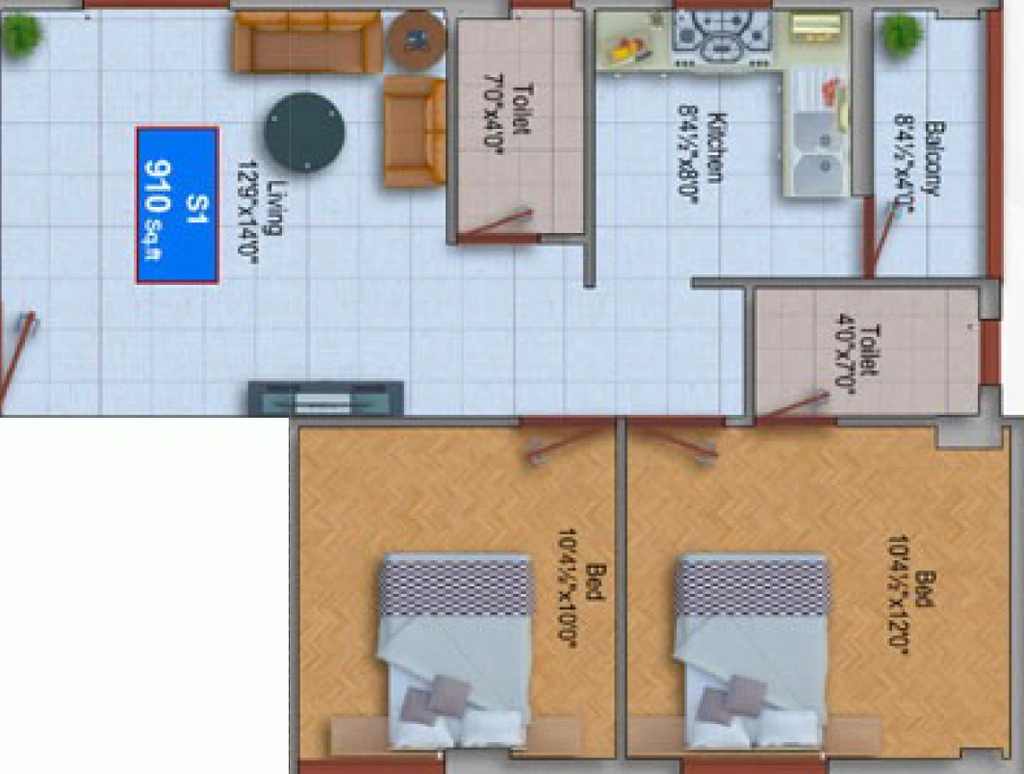 2 BHK Flat in V Square Slatewood in Puzhuthivakkam, Chennai - Image 906407