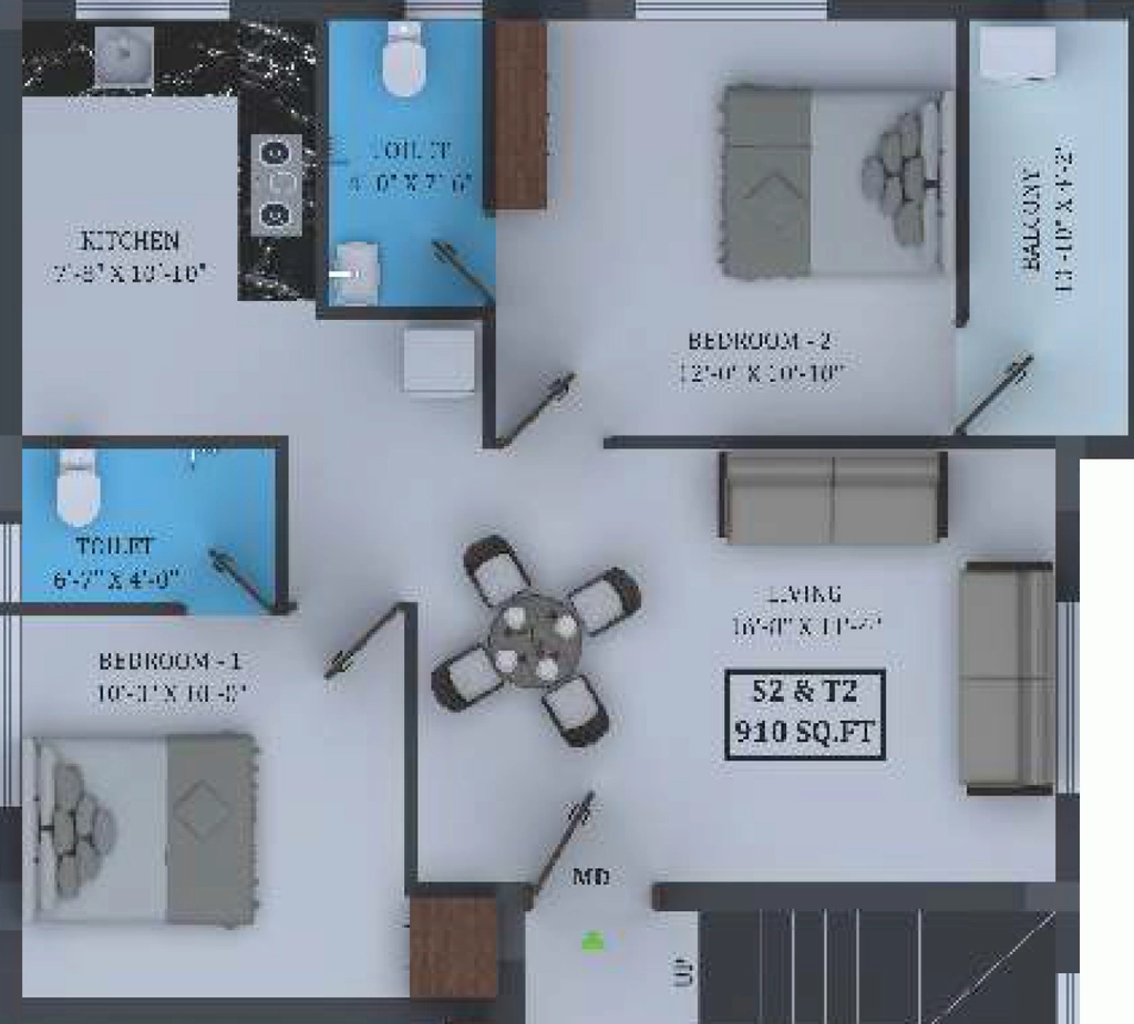 3 BHK Flat in Vikaan Sai Kudil in Puzhuthivakkam, Chennai - Image 906426