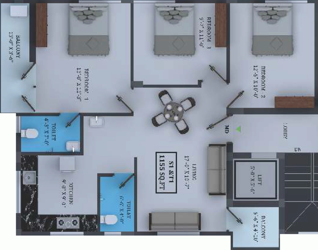 3 BHK Flat in Vikaan Sai Kudil in Puzhuthivakkam, Chennai - Image 906427