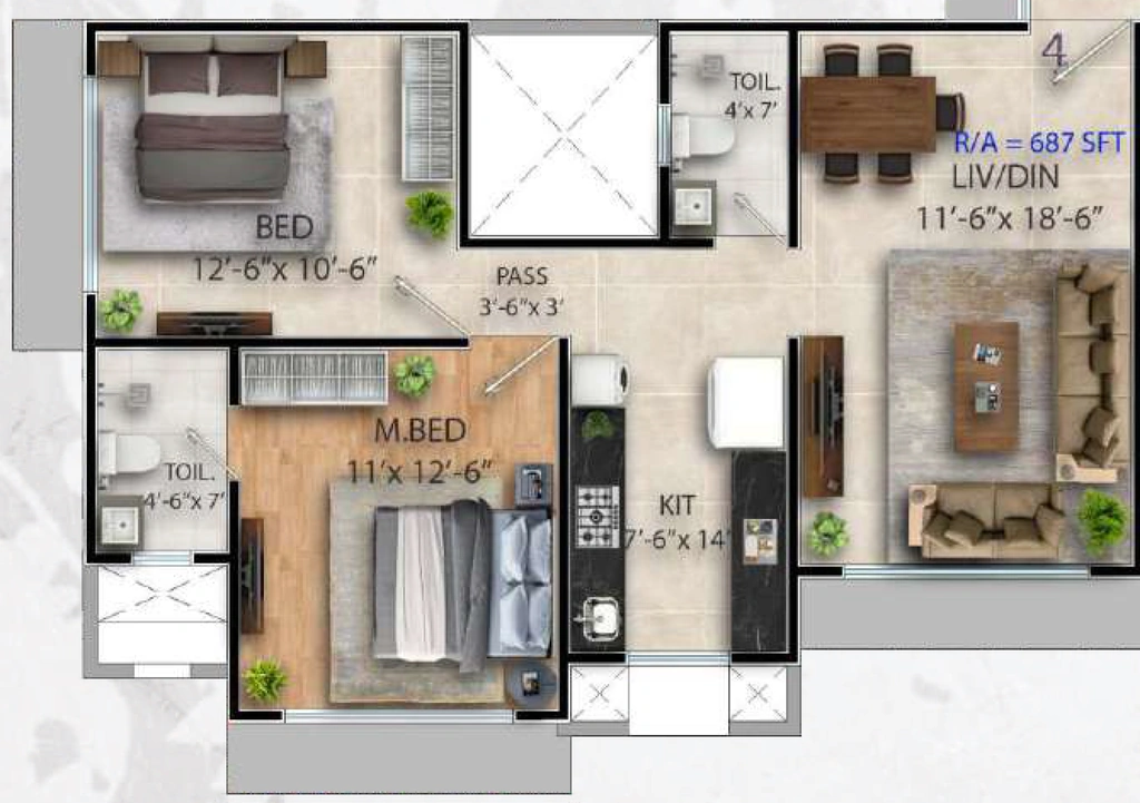 2 BHK Flat in Prince KCD Heritage in Goregaon East, Mumbai - Image 907165