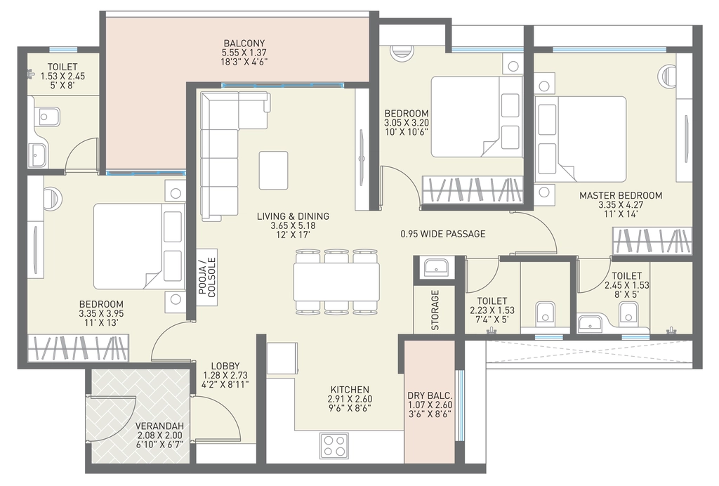 3 BHK Flat in Sai Sky Luxe in Pimpri Chinchwad, Pune - Image 906437