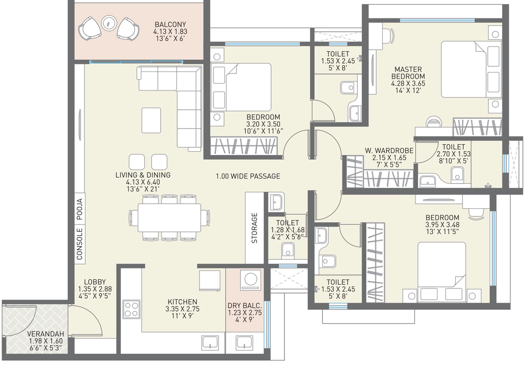 3 BHK Flat in Sai Sky Luxe in Pimpri Chinchwad, Pune - Image 906438