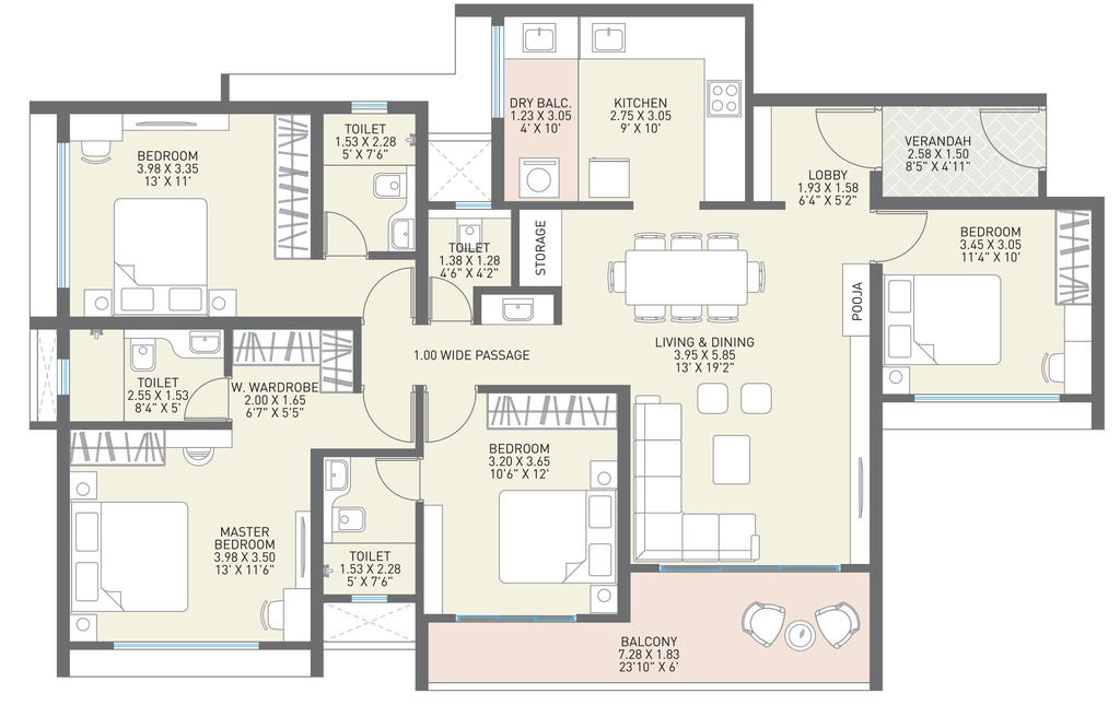 4 BHK Flat in Sai Sky Luxe in Pimpri Chinchwad, Pune - Image 906440